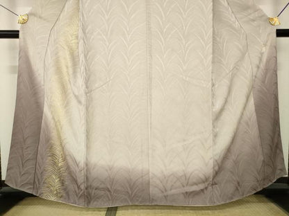 平和屋着物●皇室献上作家　北出与三郎　訪問着　草葉文　暈し染め　金彩　正絹　逸品　AABN0837ck