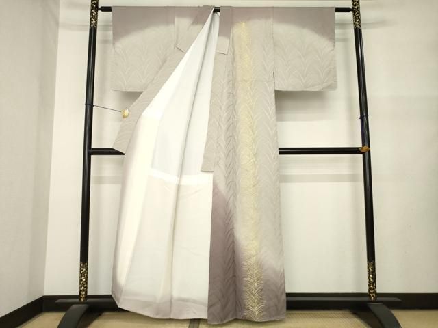 平和屋着物●皇室献上作家　北出与三郎　訪問着　草葉文　暈し染め　金彩　正絹　逸品　AABN0837ck