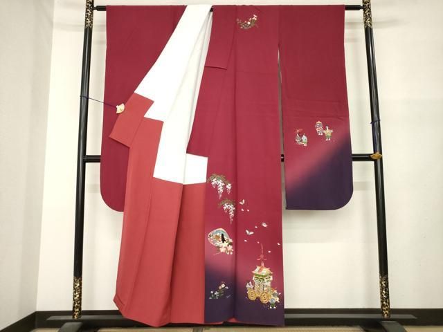 平和屋着物●豪華振袖　刺繍　山車人物文　暈し染め　金糸　正絹　逸品　AABN0838ck
