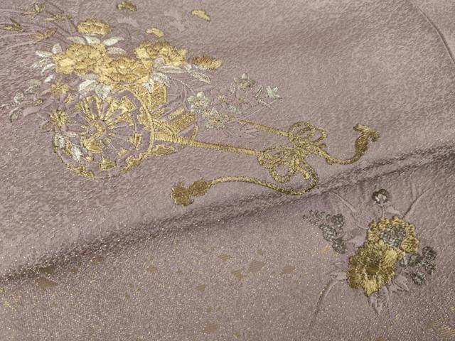 平和屋着物●訪問着　刺繍　花車文　金銀糸　さが美扱い　ロング丈　正絹　逸品　未使用　AABN0839ck