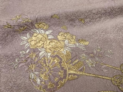 平和屋着物●訪問着　刺繍　花車文　金銀糸　さが美扱い　ロング丈　正絹　逸品　未使用　AABN0839ck