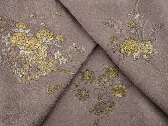 平和屋着物●訪問着　刺繍　花車文　金銀糸　さが美扱い　ロング丈　正絹　逸品　未使用　AABN0839ck