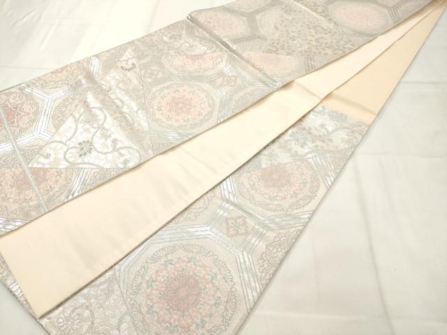 平和屋着物◎六通柄袋帯　亀甲花文　金銀糸　正絹　逸品　AABN0841ps