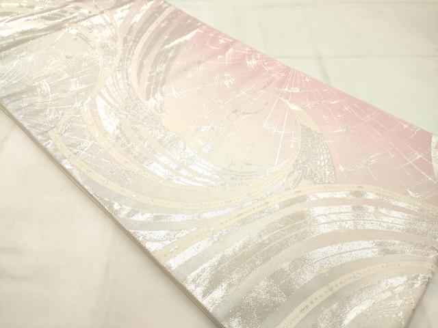 平和屋着物◎六通柄袋帯　孔雀文　銀糸　正絹　逸品　AABN0862ps