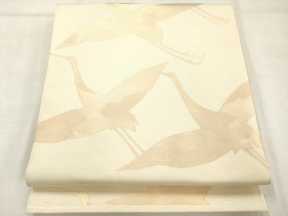 平和屋着物◎六通柄　本袋帯　飛鶴文　金糸　正絹　逸品　AABN0867ps