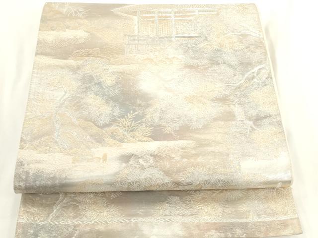 平和屋着物◎六通柄袋帯　京洛錦　風景文　二重引箔　正絹　逸品　AABN0886ps
