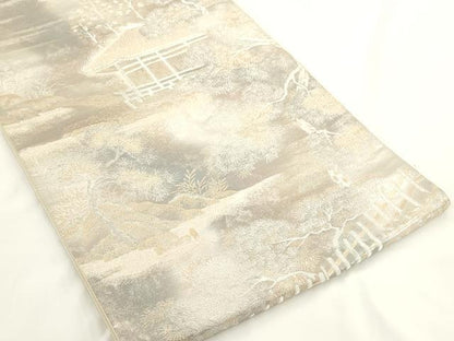 平和屋着物◎六通柄袋帯　京洛錦　風景文　二重引箔　正絹　逸品　AABN0886ps