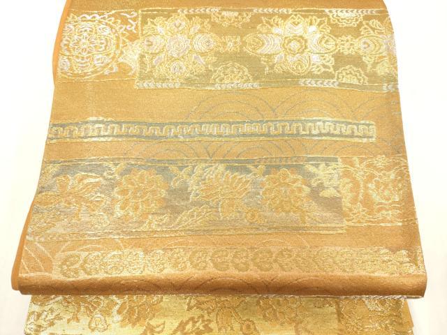 平和屋着物◎六通柄袋帯　花鳥文　金銀糸　正絹　逸品　AABN0901ps