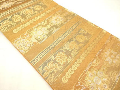 平和屋着物◎六通柄袋帯　花鳥文　金銀糸　正絹　逸品　AABN0901ps