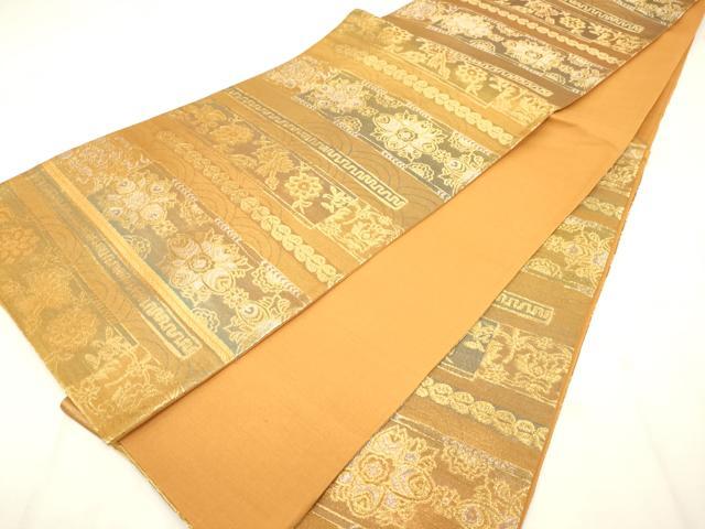 平和屋着物◎六通柄袋帯　花鳥文　金銀糸　正絹　逸品　AABN0901ps