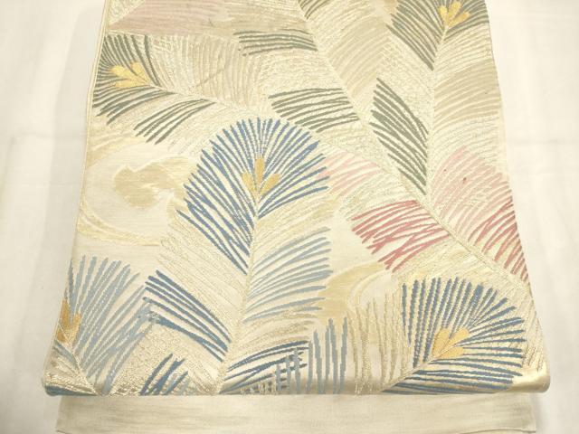 平和屋着物◎六通柄袋帯　唐織　松　金糸　正絹　逸品　AABN0904ps