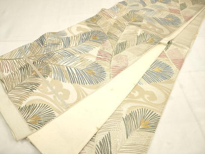 平和屋着物◎六通柄袋帯　唐織　松　金糸　正絹　逸品　AABN0904ps