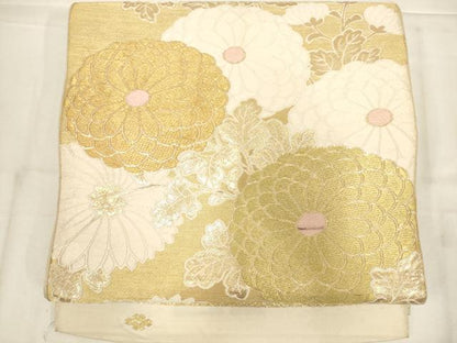 平和屋着物◎西陣　野々村織物謹製　六通柄袋帯　唐織　菊　金糸　正絹　逸品　AABN0912ps