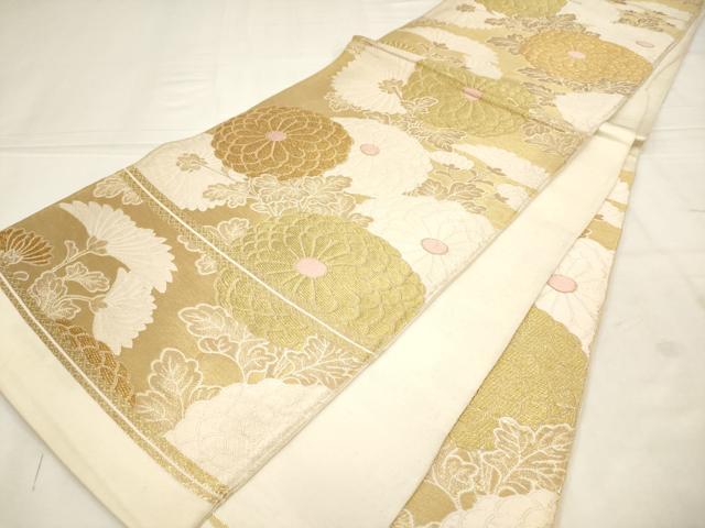 平和屋着物◎西陣　野々村織物謹製　六通柄袋帯　唐織　菊　金糸　正絹　逸品　AABN0912ps