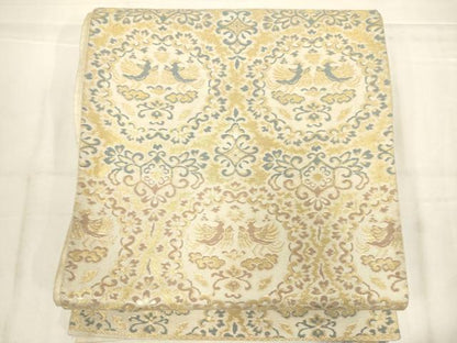 平和屋着物◎六通柄袋帯　花鳥文　金糸　正絹　逸品　AABN0914ps