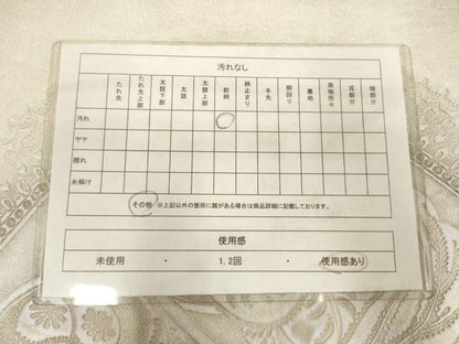 平和屋着物◎太鼓柄袋帯　花絵皿文　銀糸　正絹　逸品　AABN0917ps