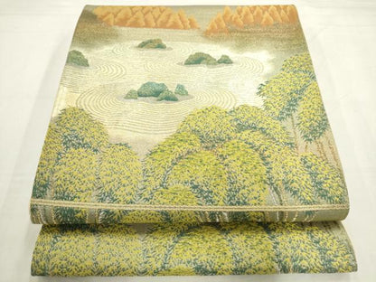 平和屋着物◎六通柄袋帯　石庭　金銀糸　正絹　逸品　AABN0922ps