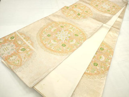 平和屋着物◎六通柄袋帯　宝相華　金銀糸　正絹　逸品　AABN0929ps