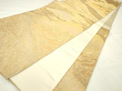 平和屋着物◎六通柄袋帯　遠山風景文　金糸　正絹　逸品　AABN0937ps