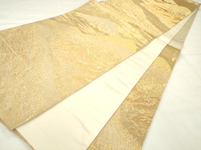 平和屋着物◎六通柄袋帯　遠山風景文　金糸　正絹　逸品　AABN0937ps