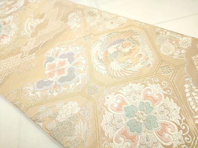 平和屋着物◎六通柄袋帯　唐織　蜀江花鳥文　金銀糸　正絹　逸品　AABN0953ps