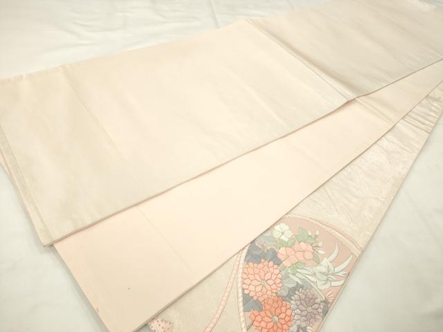 平和屋着物◎太鼓柄袋帯　花籠文　銀糸　正絹　逸品　AABN0964ps