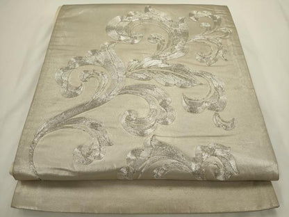 平和屋着物◎太鼓柄袋帯　総駒刺繍　洋花文　正絹　逸品　AABN0977ps