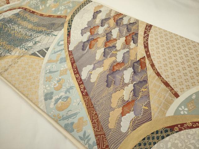 平和屋着物◎六通柄袋帯　宝尽くし吉祥松文　金銀糸　正絹　逸品　AABN0980ps