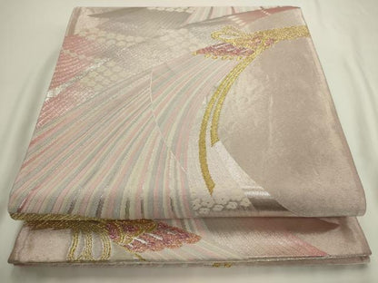 平和屋着物◎六通柄袋帯　唐織　結び紐文　金銀糸　正絹　逸品　AABN0986ps