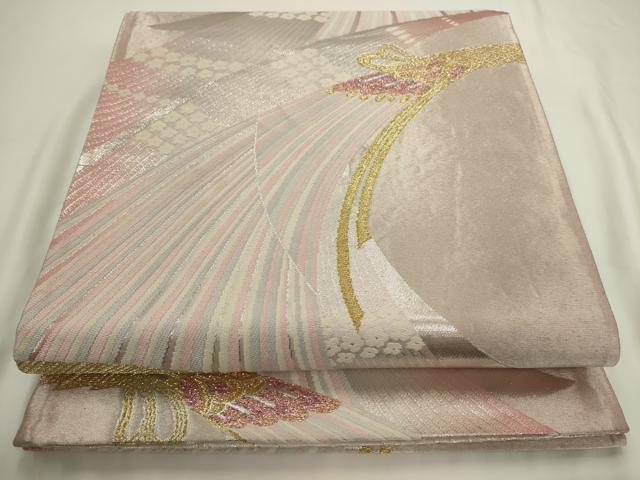 平和屋着物◎六通柄袋帯　唐織　結び紐文　金銀糸　正絹　逸品　AABN0986ps