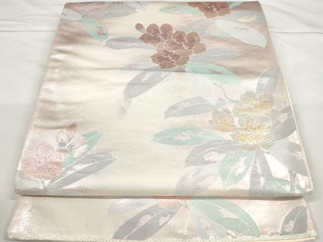 平和屋着物◎六通柄袋帯　作家物　枝花文　金銀糸　引箔　正絹　逸品　AABN1001bo