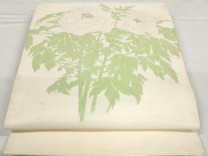 平和屋着物◎太鼓柄袋帯　牡丹文　正絹　逸品　AABN1003bo