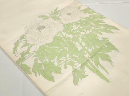 平和屋着物◎太鼓柄袋帯　牡丹文　正絹　逸品　AABN1003bo