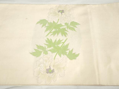 平和屋着物◎太鼓柄袋帯　牡丹文　正絹　逸品　AABN1003bo