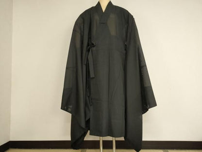 平和屋本店▼夏物　法衣　道服　直綴　絽　黒地　みそのや謹製　寺院　仏具　仏教　僧侶　神職　装束　AABN1126ja