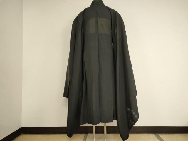 平和屋本店▼夏物　法衣　道服　直綴　絽　黒地　みそのや謹製　寺院　仏具　仏教　僧侶　神職　装束　AABN1126ja