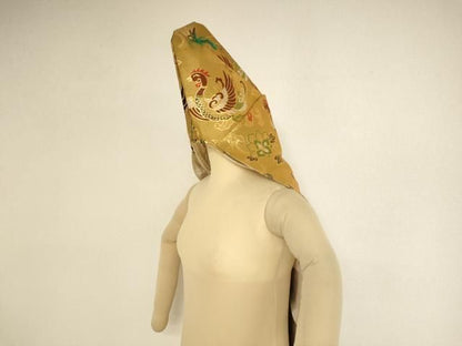 平和屋本店▼立帽子　金襴　鳳凰更紗花唐草文　法衣　寺院　仏具　仏教　僧侶　神職　装束　AABN1137ja
