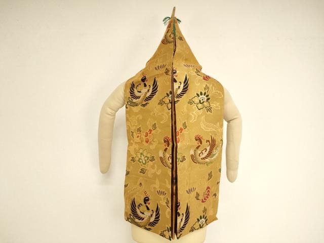 平和屋本店▼立帽子　金襴　鳳凰更紗花唐草文　法衣　寺院　仏具　仏教　僧侶　神職　装束　AABN1137ja