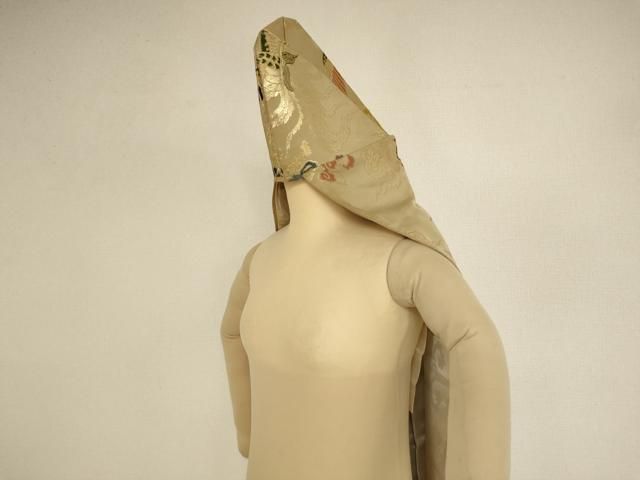 平和屋本店▼立帽子　金襴　鳳凰花文　法衣　寺院　仏具　仏教　僧侶　神職　装束　AABN1195ja