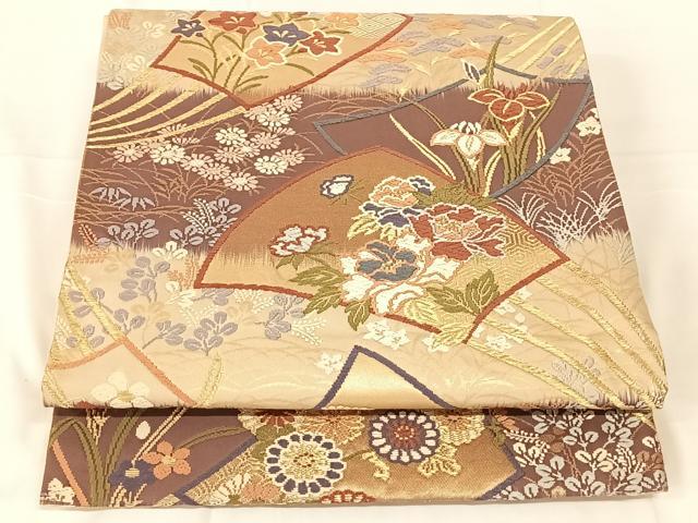 平和屋着物◎六通柄袋帯　唐織　嵯峨野　金糸　正絹　逸品　AABN1405dk