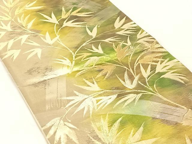 平和屋着物◎西陣　六通柄袋帯　笹竹文　金糸　引箔　正絹　逸品　AABN1411dk