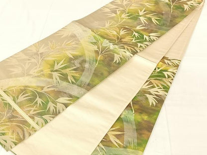 平和屋着物◎西陣　六通柄袋帯　笹竹文　金糸　引箔　正絹　逸品　AABN1411dk