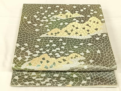 平和屋着物◎六通柄袋帯　石畳文　金銀糸　正絹　逸品　AABN1419dk