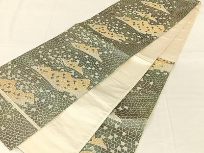 平和屋着物◎六通柄袋帯　石畳文　金銀糸　正絹　逸品　AABN1419dk