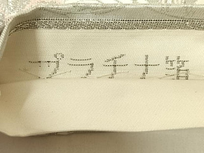平和屋着物◎六通柄袋帯　唐織　扇面天井文　プラチナ箔　正絹　逸品　AABN1425dk