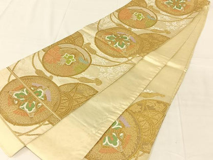 平和屋着物◎六通柄袋帯　花鼓文　金糸　正絹　逸品　AABN1427dk