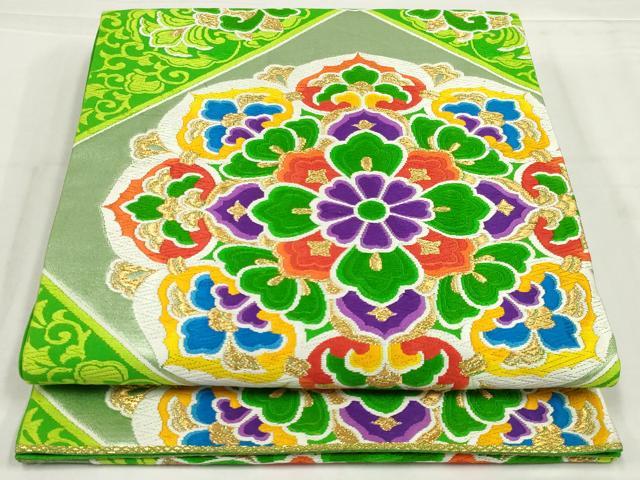 平和屋着物◎六通柄袋帯　唐織　正倉院花文　金糸　正絹　逸品　AABN1462ou