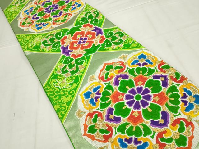 平和屋着物◎六通柄袋帯　唐織　正倉院花文　金糸　正絹　逸品　AABN1462ou