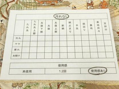 平和屋着物◎六通柄袋帯　人物風景文　金糸　正絹　逸品　AABN1464ou