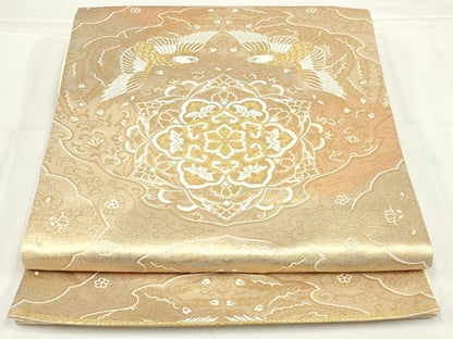 平和屋着物◎六通柄袋帯　更紗花鳥文　金糸　正絹　逸品　AABN1466ou